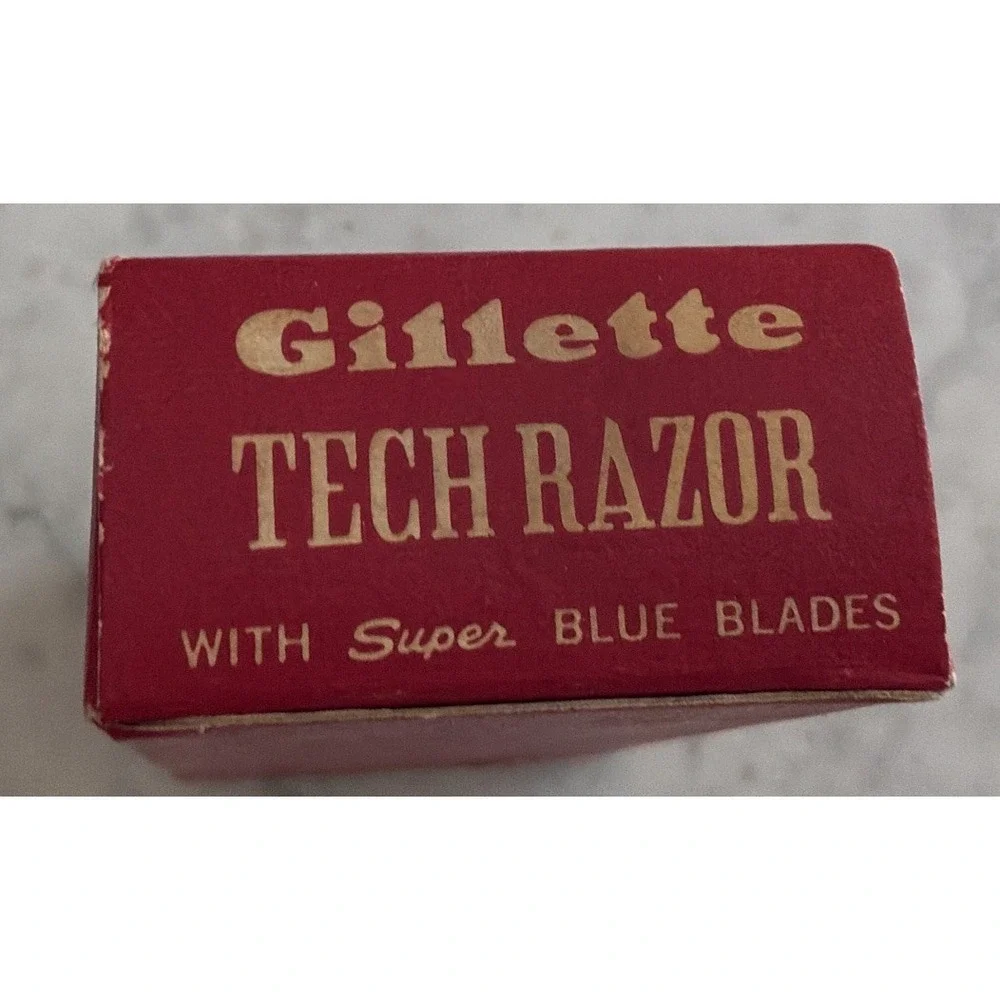 VINTAGE Gillette Tech Razor Red Cross Gift - Picture 11 of 11